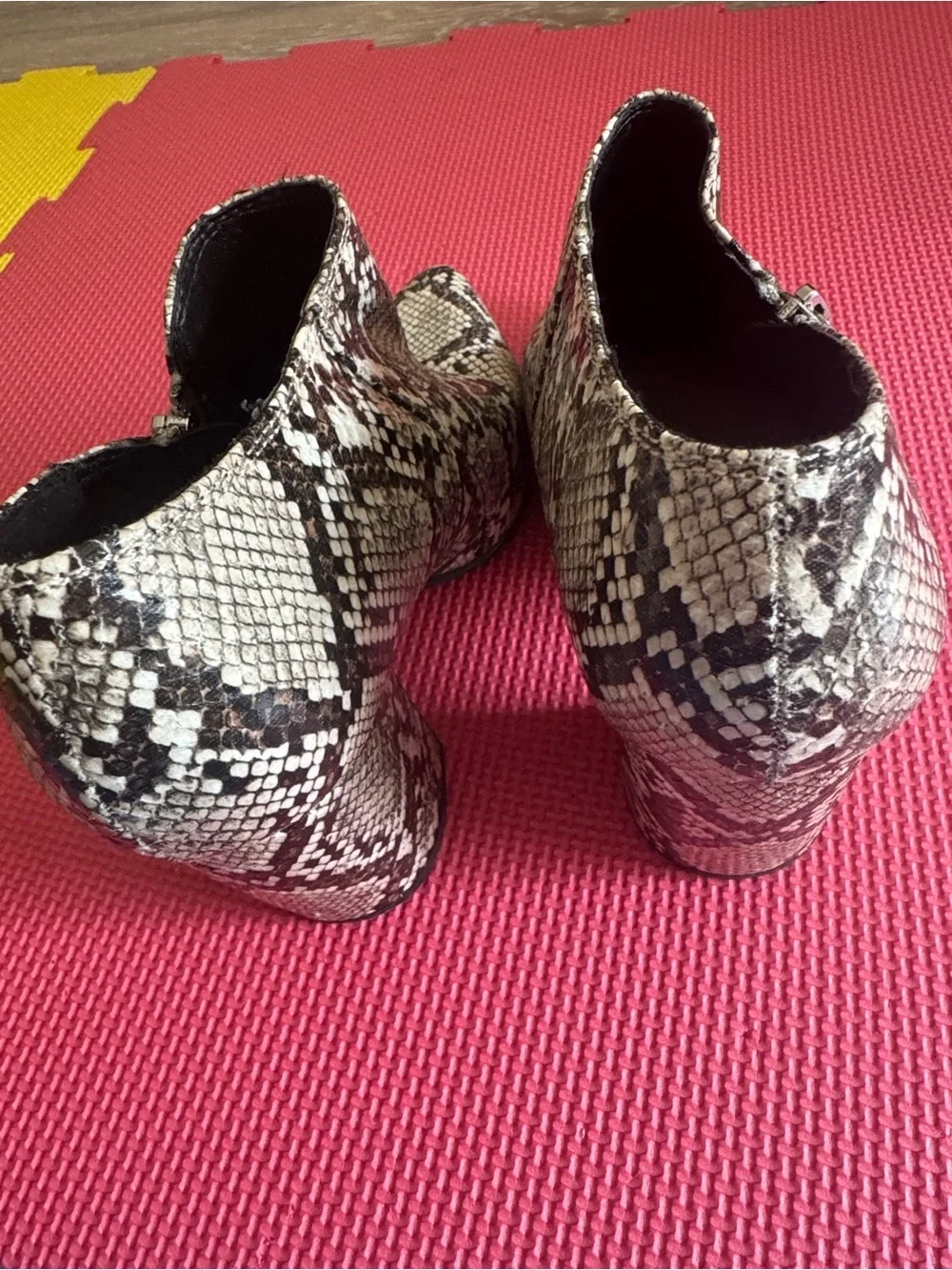 Michael Shannon Snake-Print Pointed Ankle Booties in Neutral Tones